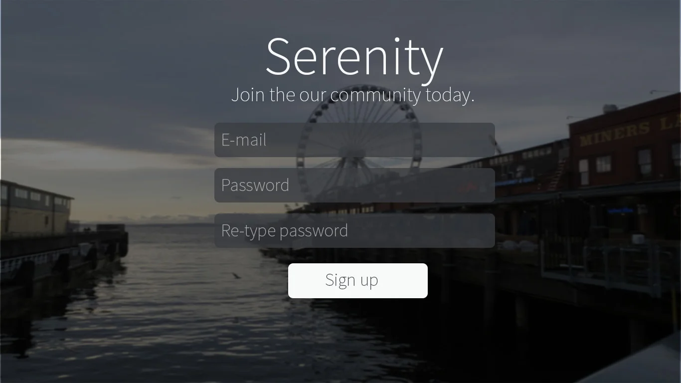 Sign up page