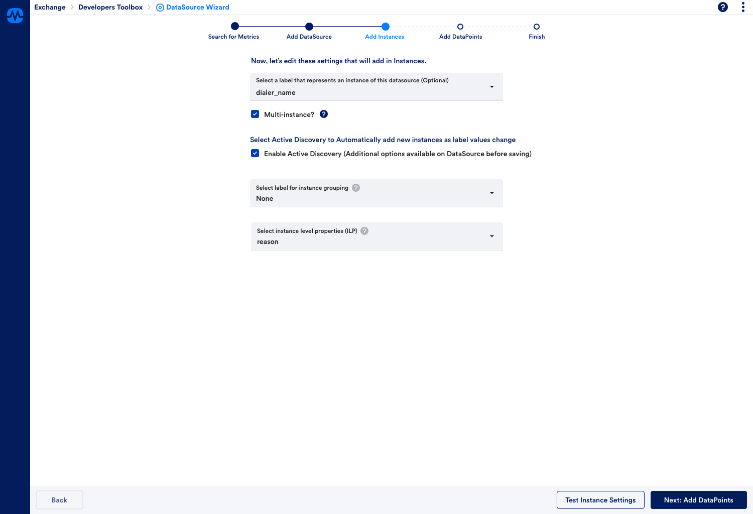 Add Instances Screen