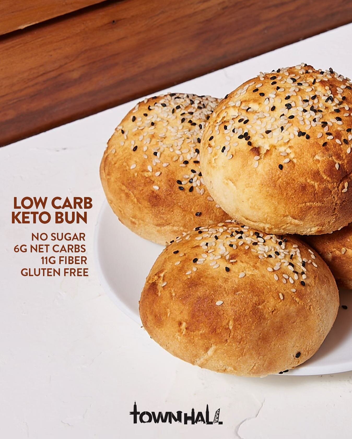 Have you tried our Keto bun? Super low carb, zero-sugar, and your taste buds won&rsquo;t know the difference. Made in-house and with real/whole food ingredients! #TownhallorNowhere