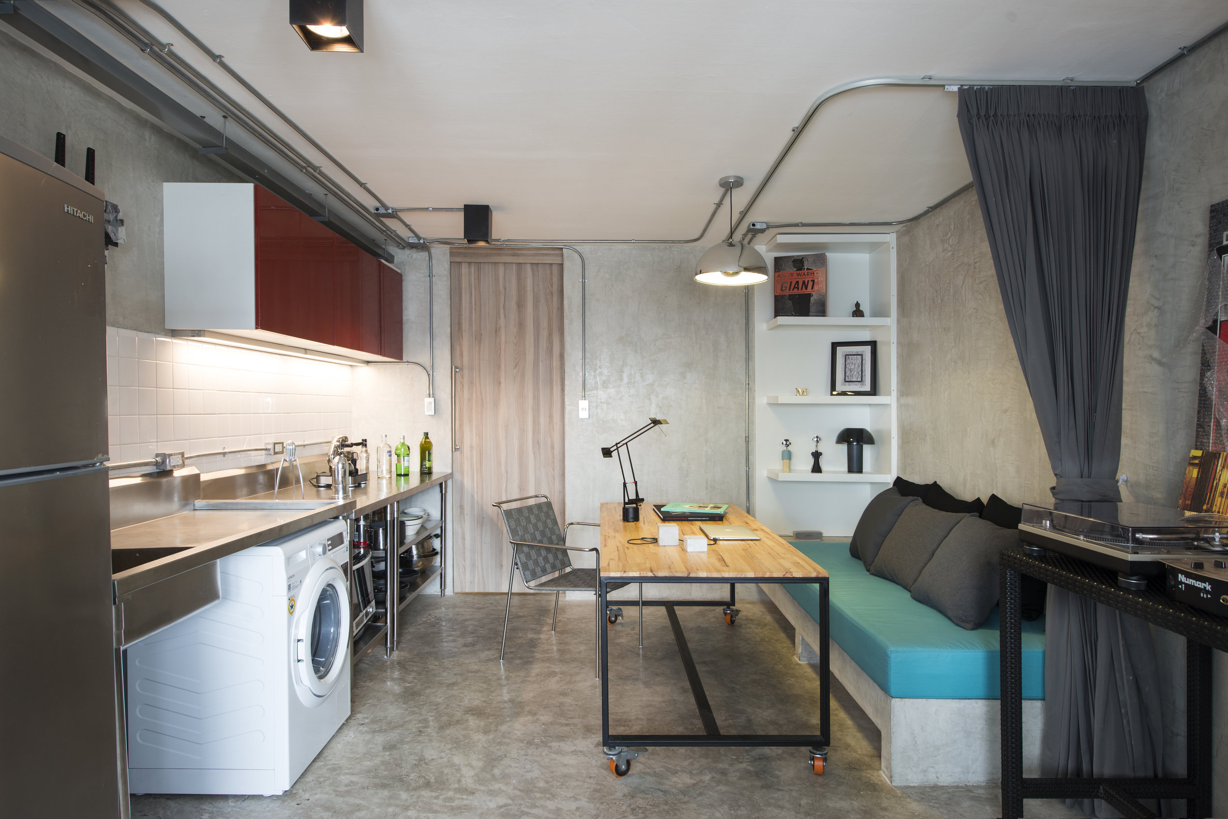 'Interior architecture and furniture as one' : 50 square metres condominium of Australian guy in Bangkok downtown. He dreams to have his own space where can serve him activities. He loves to live and take a rest in this place. His space will convert