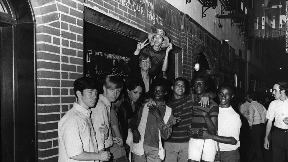 Patrons outside the Stonewall Inn, 1969. Library of Congress.