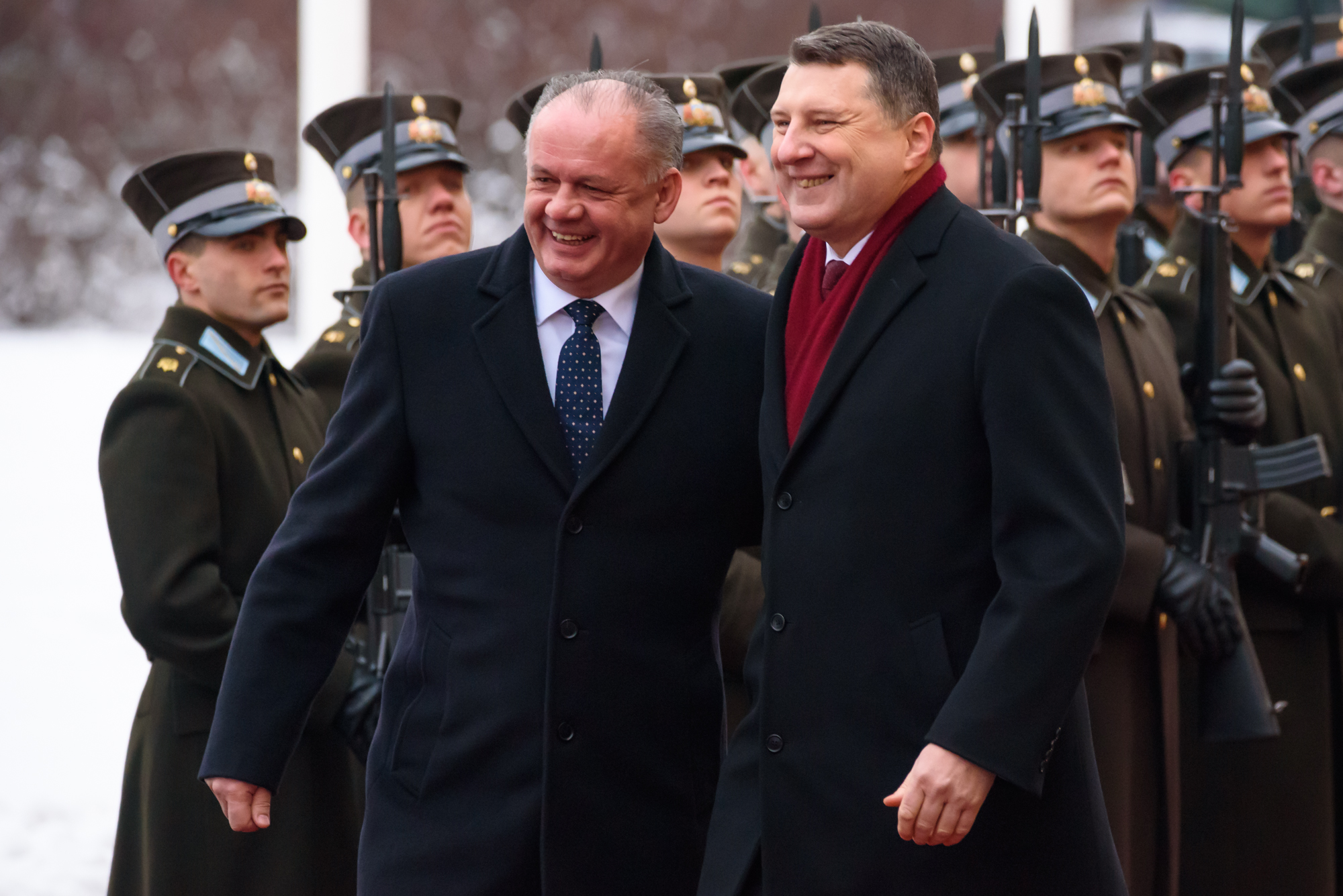  18.12.2018. RIGA, LATVIA. Andrei Kiska, President of Slovakia arrives for Official Visit in Latvia. Riga Castle, Latvia. 