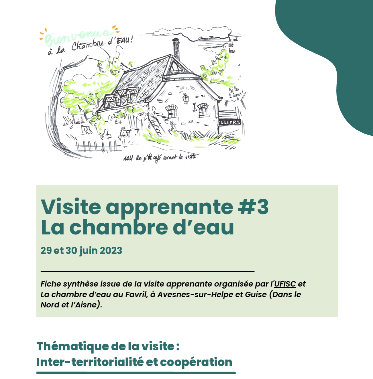 Visite apprenante UFISC à La chambre d'eau