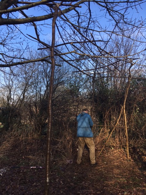 Dragan putting the finishing touches to the Hazel Bridge.