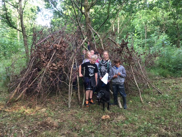 The robust den built by the younger children as one of their tasks...