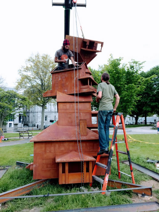 Installation of Judith Hoffman's The American Dream, 2016 in Lincoln Park, Portland, Maine.
