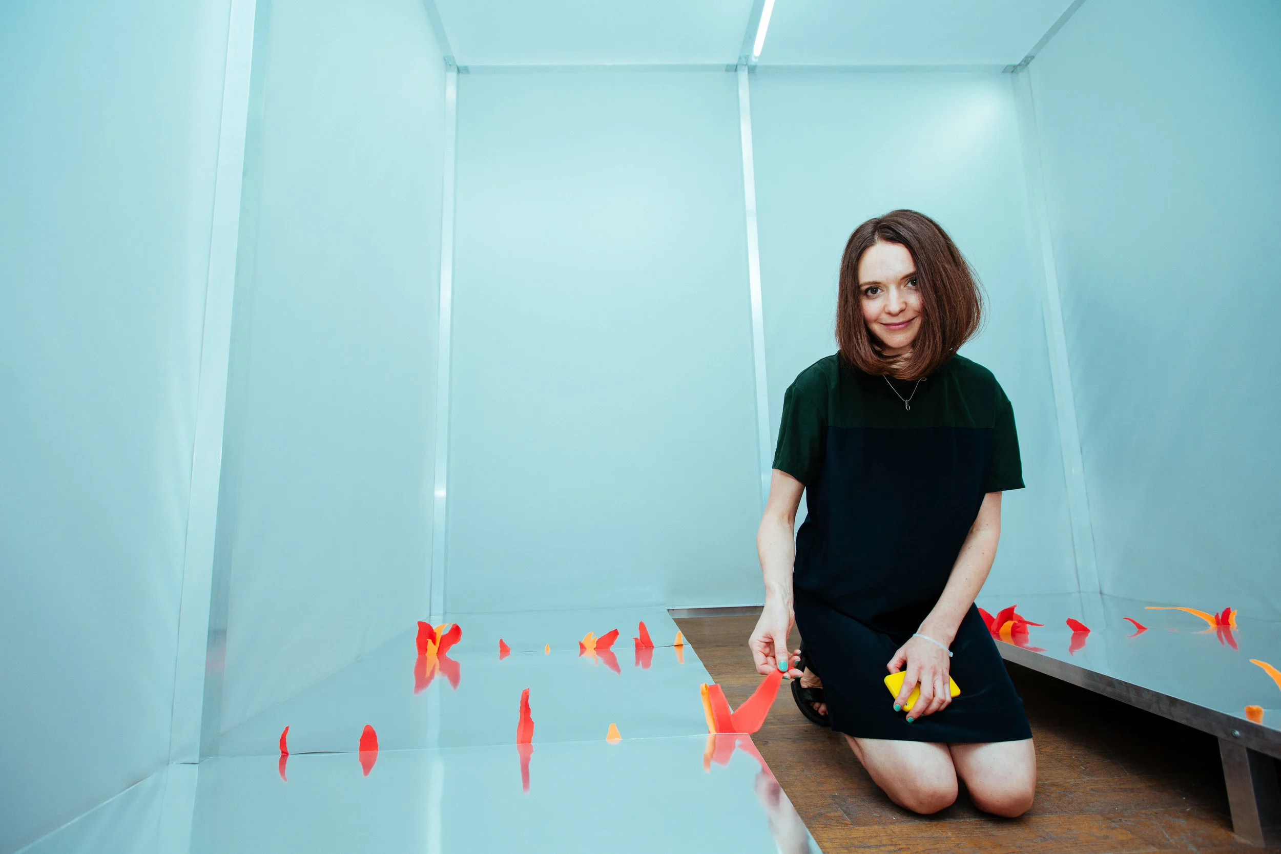 …. Svetlana Shuvaeva with a part of the installation .. Светлана Шуваева с фрагментом инсталляции ….