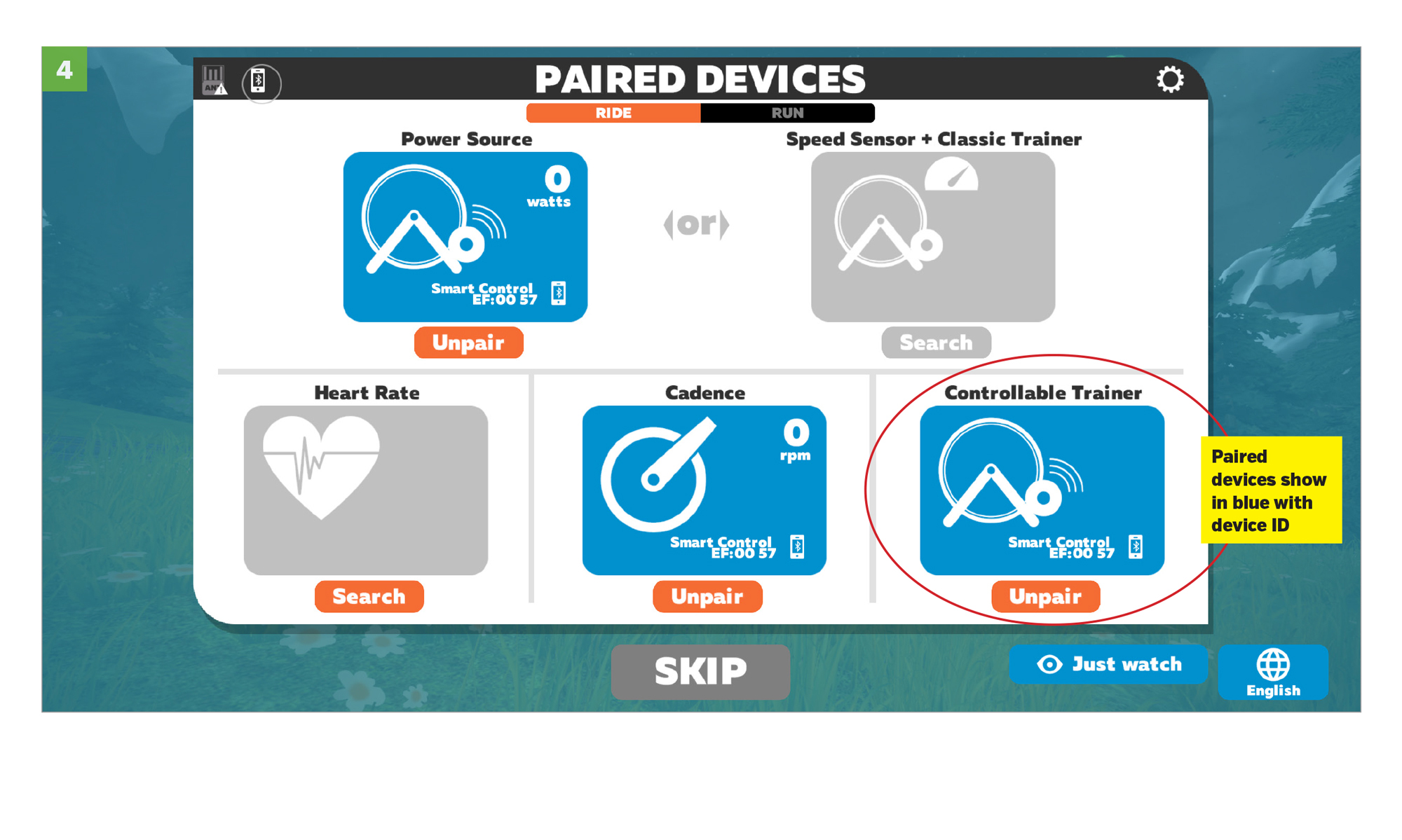 Step 4: Pair Cadence, Power and Heart Rate