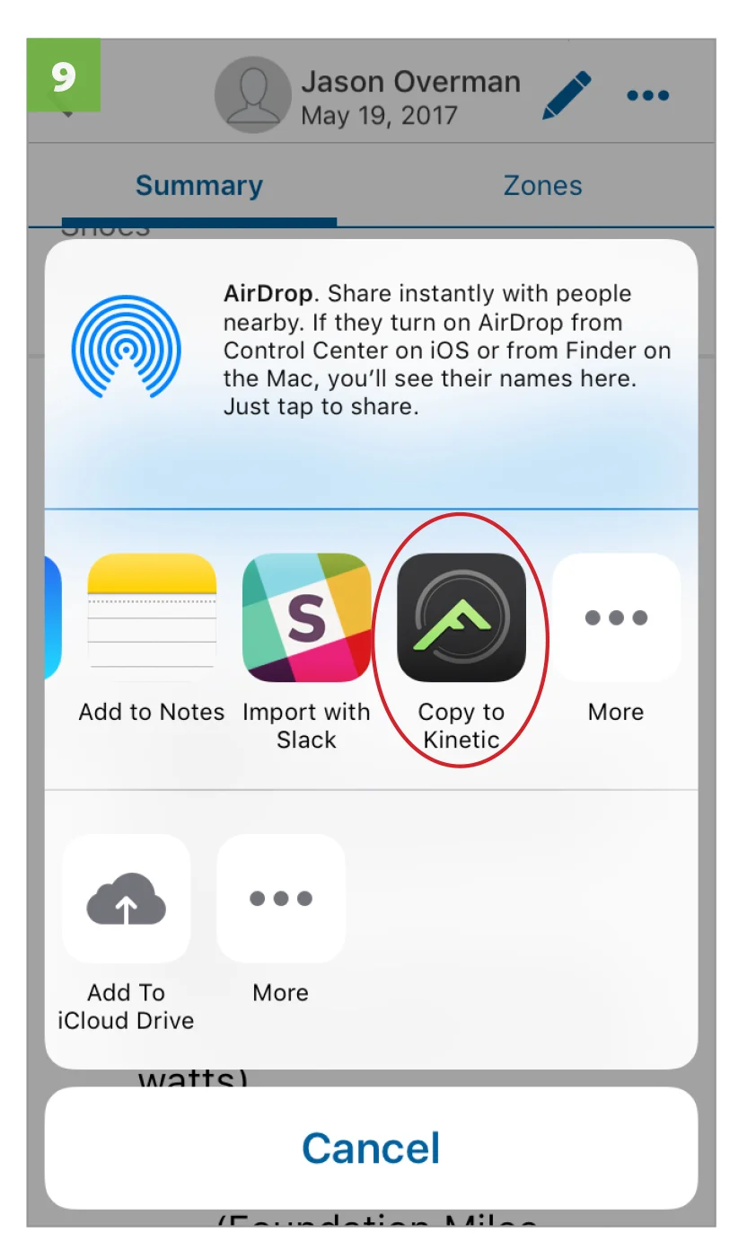On the sharing selection bar, select COPY TO KINETIC .