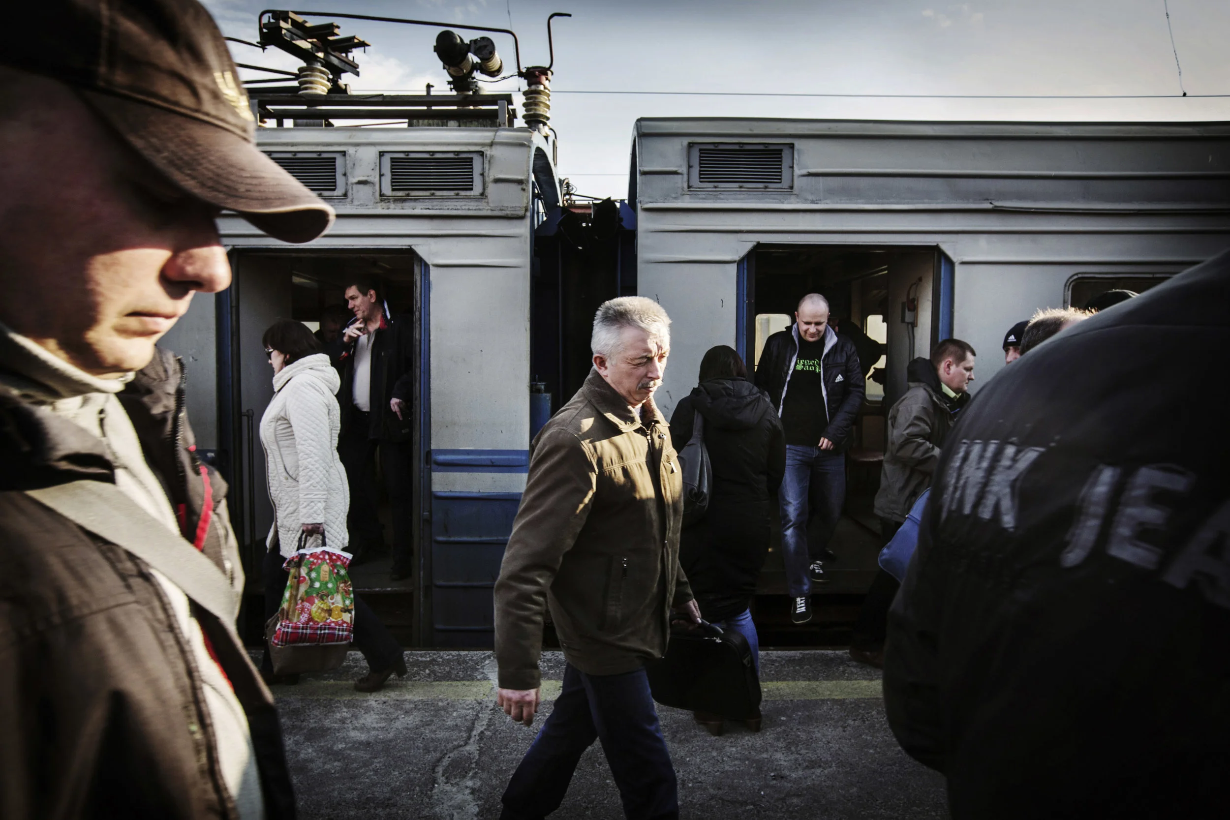  Workers come back to Slavutych after a days work at the Chernobyl Nuclear Power Plant. 