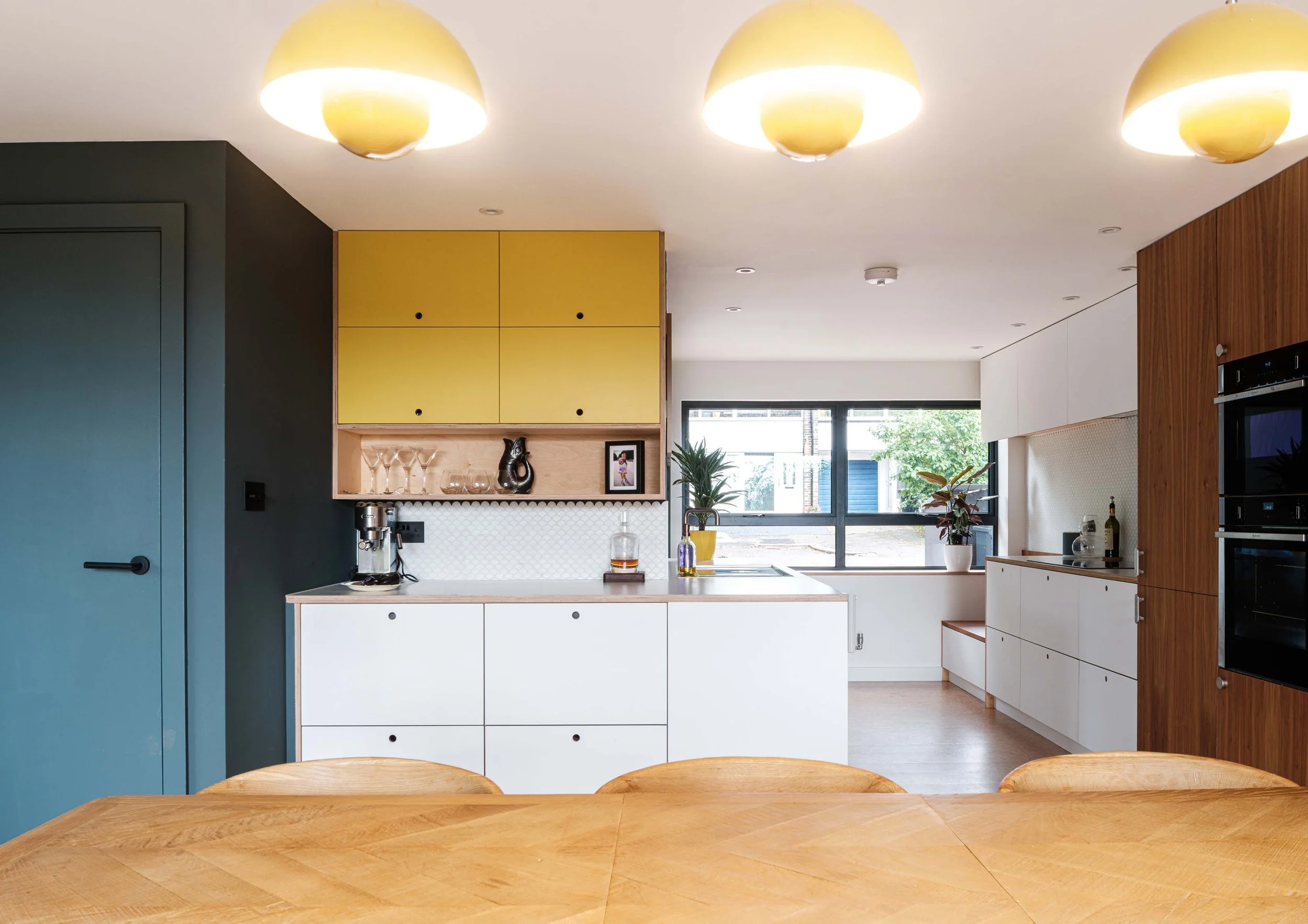 Plywood kitchen with cork flooring