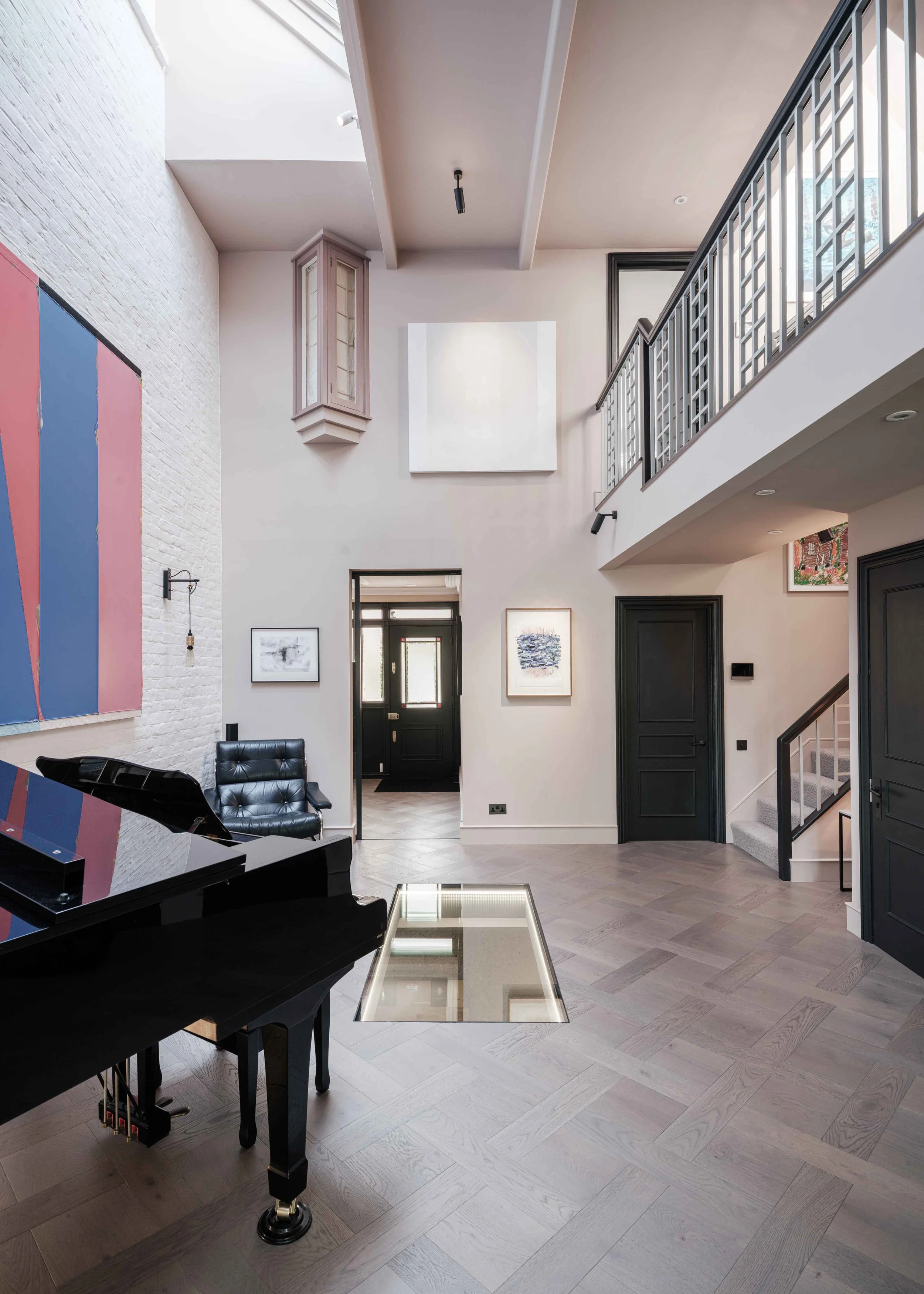 Double height hallway with integrated