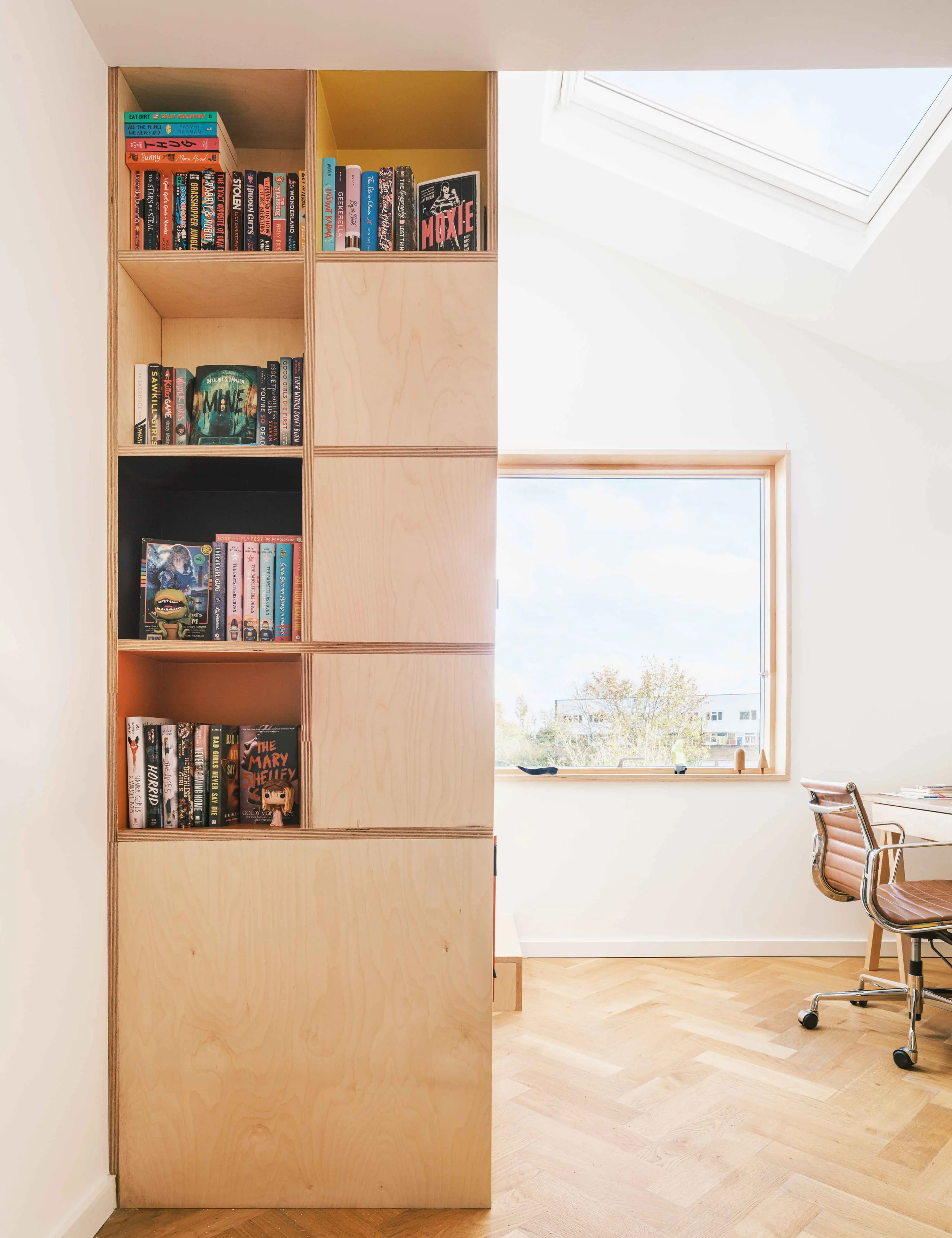 Bespoke birch plywood joinery and parquet floor