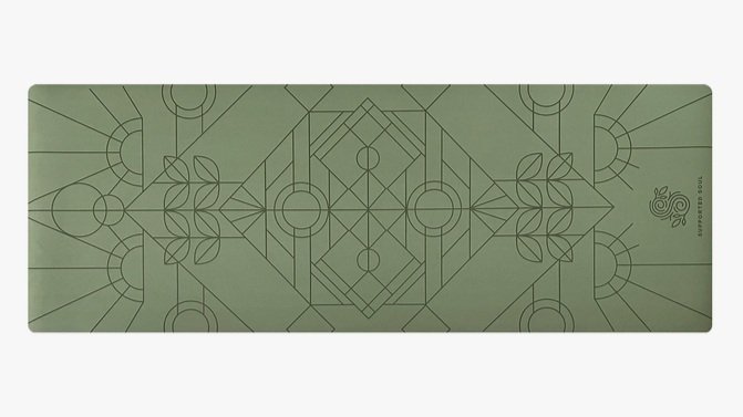 Professional Grip Yoga Mat - Art Alignment (Soft sage)