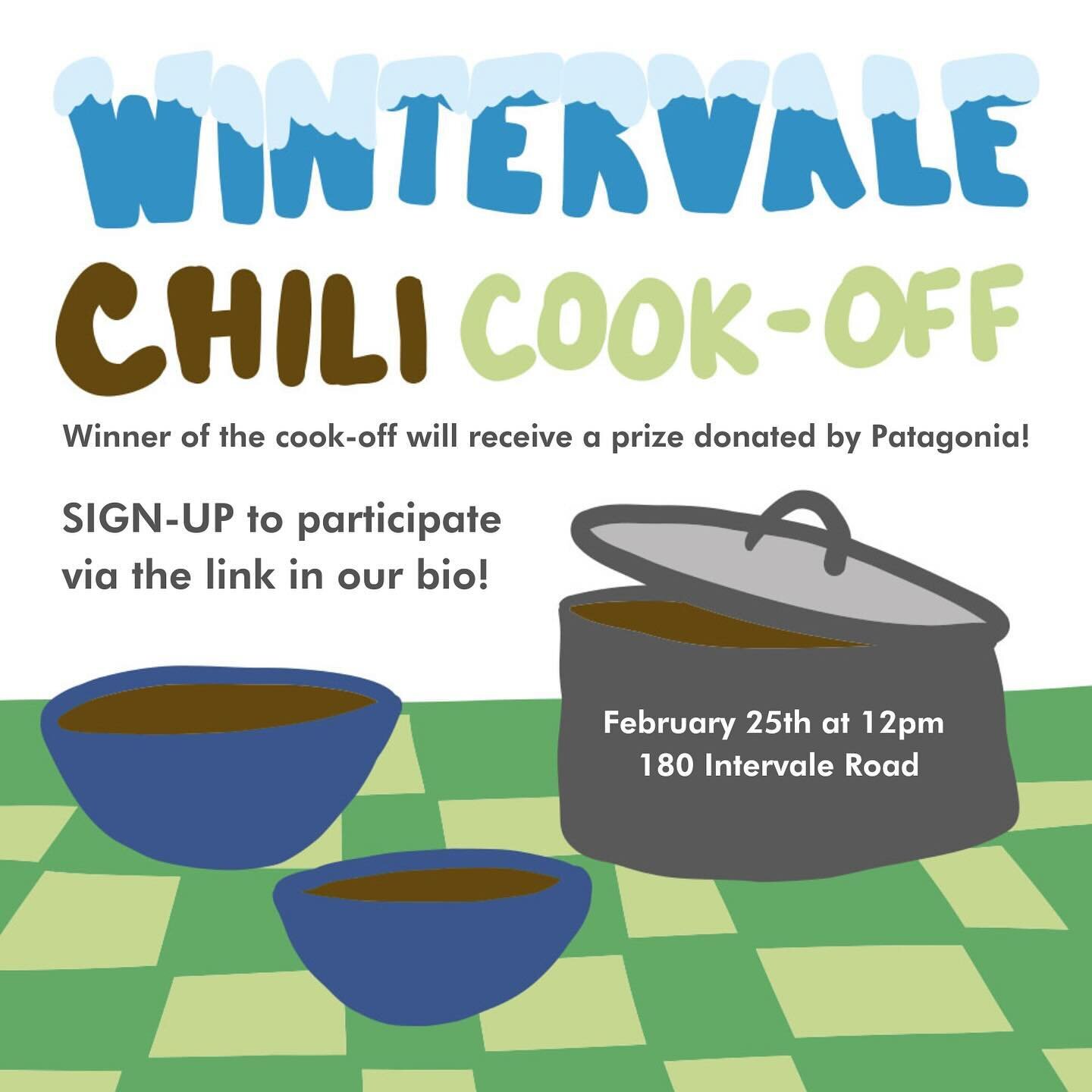Do you cook the best chili? We are having a chili cook-off at Wintervale this year! Visit the link in our bio to learn more and sign-up to participate.