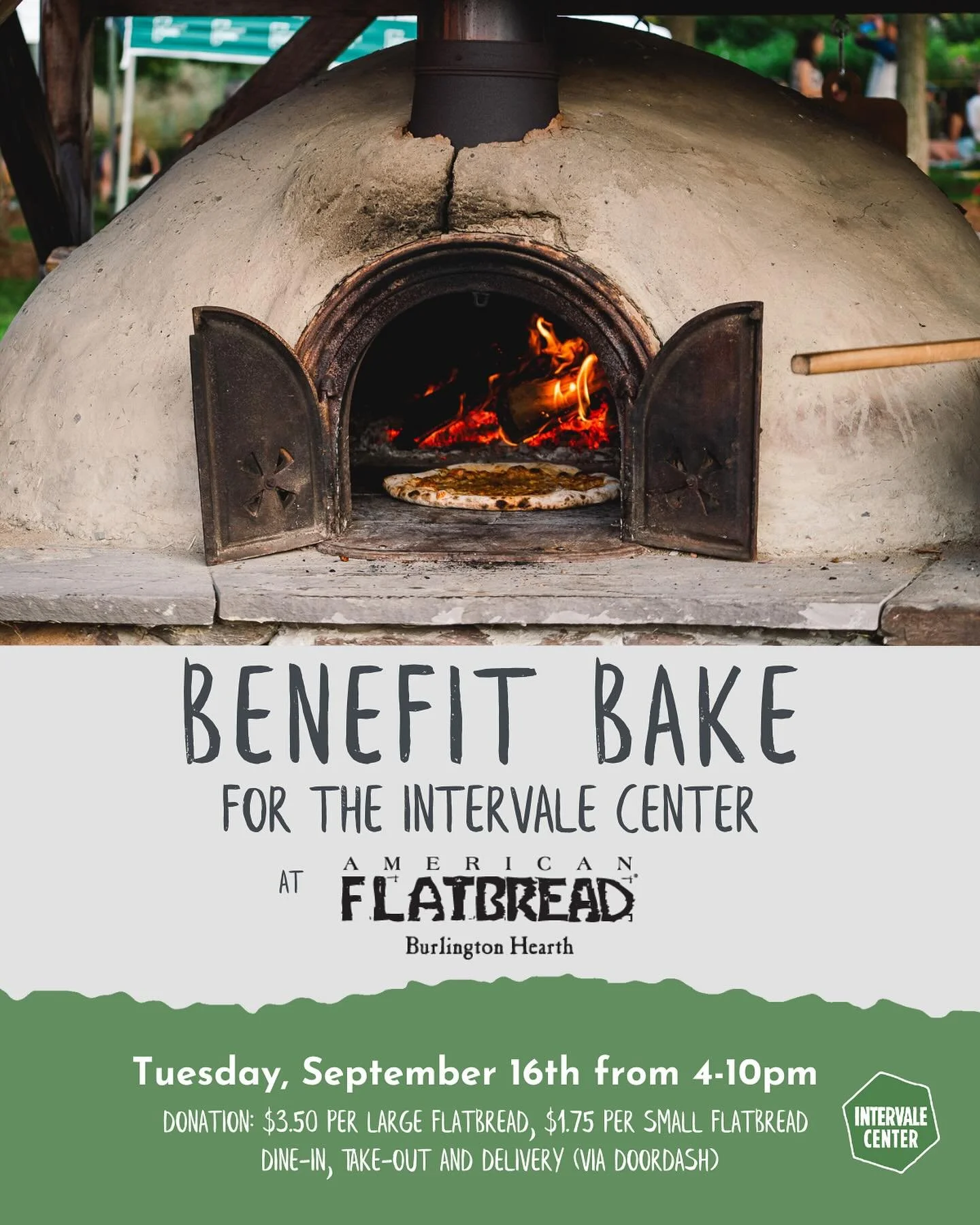 Support the community food system one flatbread at a time!

Not only does American Flatbread @flatbreadbtv source their ingredients from local farms, on Tuesday, September 16th from 4-10pm a portion of the proceeds from each flatbread sold will suppo