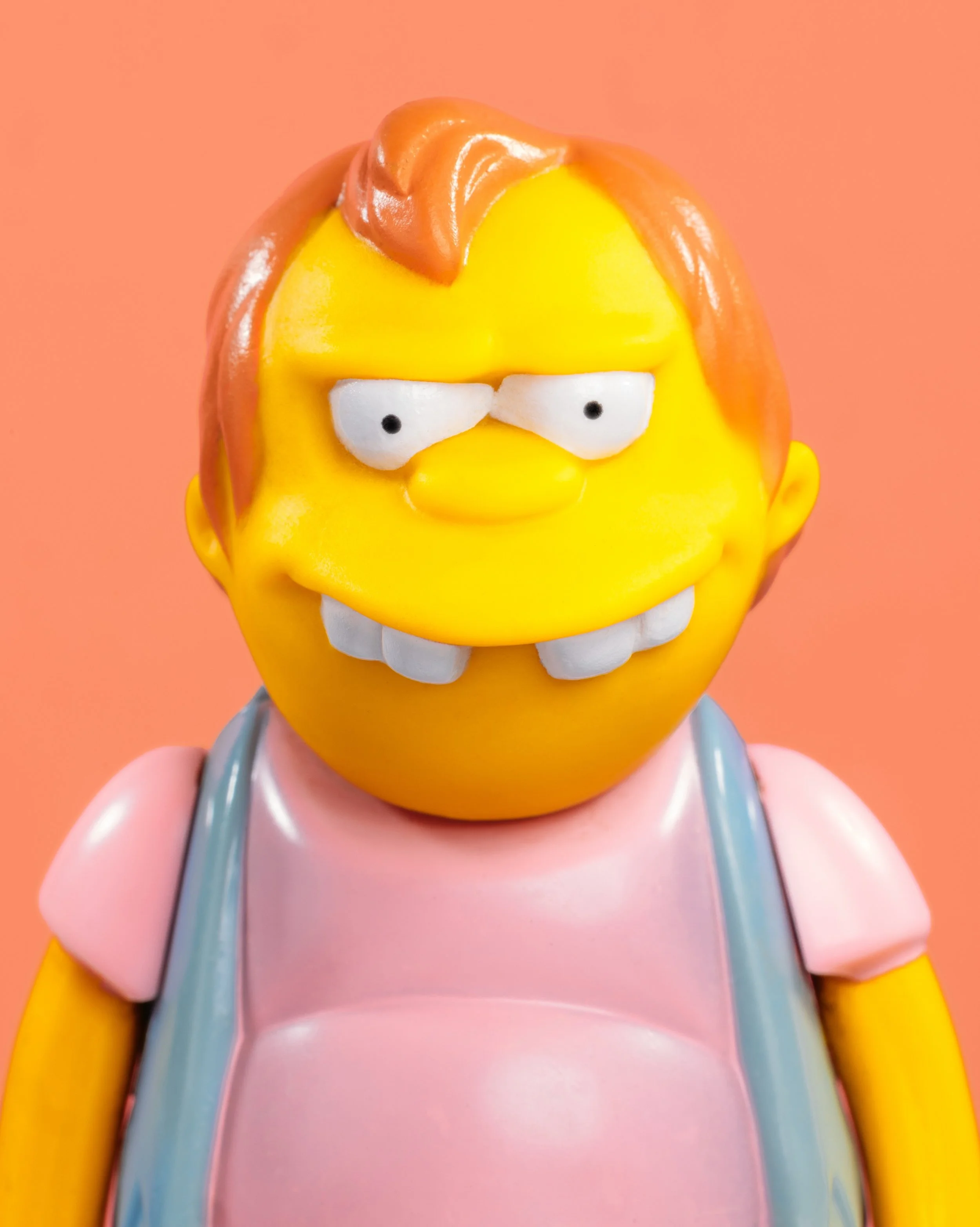 Plastic Head: Nelson Muntz &ndash; The Simpsons &ndash; Mattel &ndash; 1990

The bully of Springfield! One of the original figures from Mattel&rsquo;s 1990 Simpsons toy line.

One of my favourite early episodes is Bart the General, where Bart enlists
