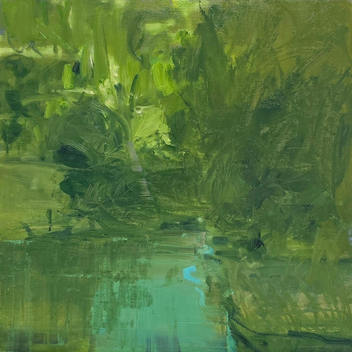 Some photos from my camera roll this week.
Small squares of green waterways. 
New large paintings nearing completion and some photos from a trip to the Cairngorms last year where I spent some time painting. It saddens me to think of this landscape, t