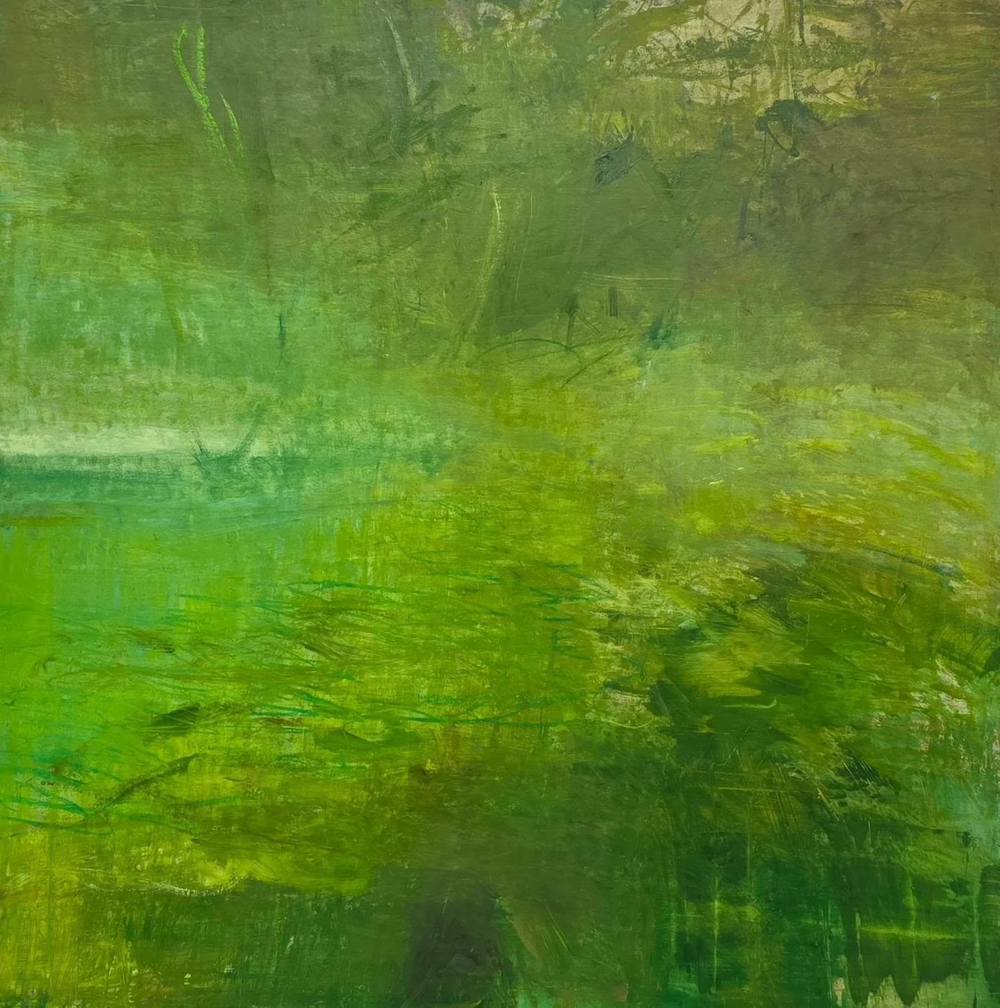 Continuing with the green with this 60x60cm oil painting. I wanted a total sense of immersion. No horizon. Just glimpses and sense of place that stays with you. 
I've also finally finished a night painting that I started 2 years ago. I often paint no