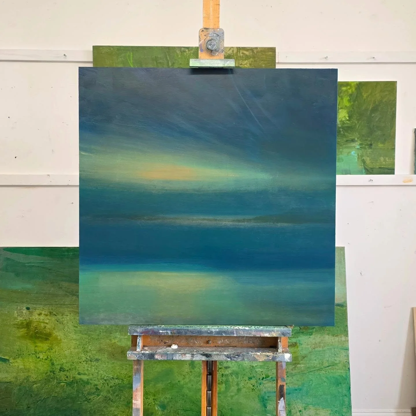 Here are some studio shots from this week. After a week away in Kefalonia with my daughter I'm now back in the studio. Taking a break from the painting is always hard but always worth it. Over the years I've come to learn that the distance you put be