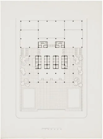 The Seagram Building ground level plan drawing, Mies van der Rohe, 1958.