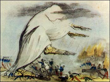 A picture from the 1830's illustrating “bad air” causing the cholera epidemic. As you can see, they seemed to think that the disease generated spontaneously from the air.