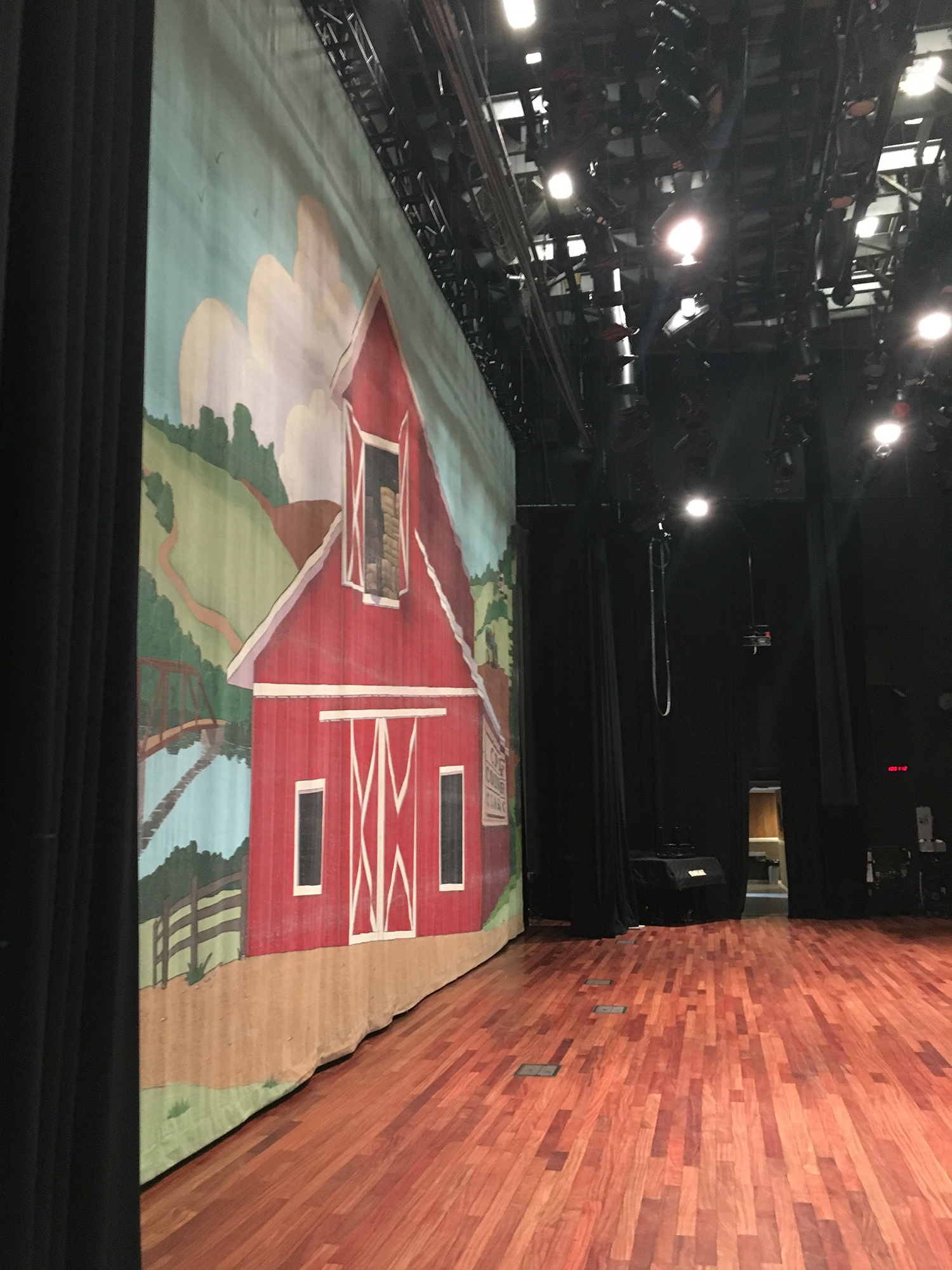 Backdrop of the Ryman stage. So cool to have been in the wings of the stage during the tour.