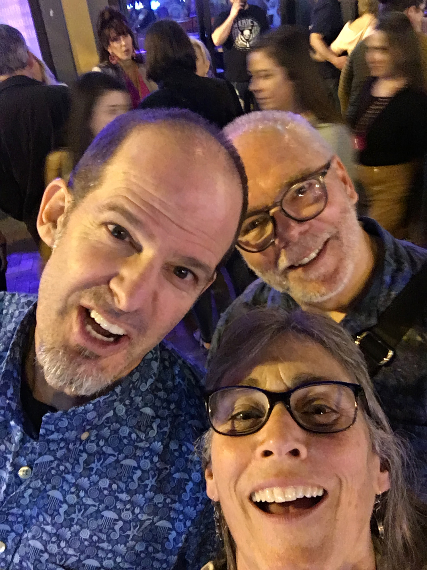  Tuesday night, on Broadway, after the Snow Patrol concert. Mark, Scott and I having fun on the crowded streets. 