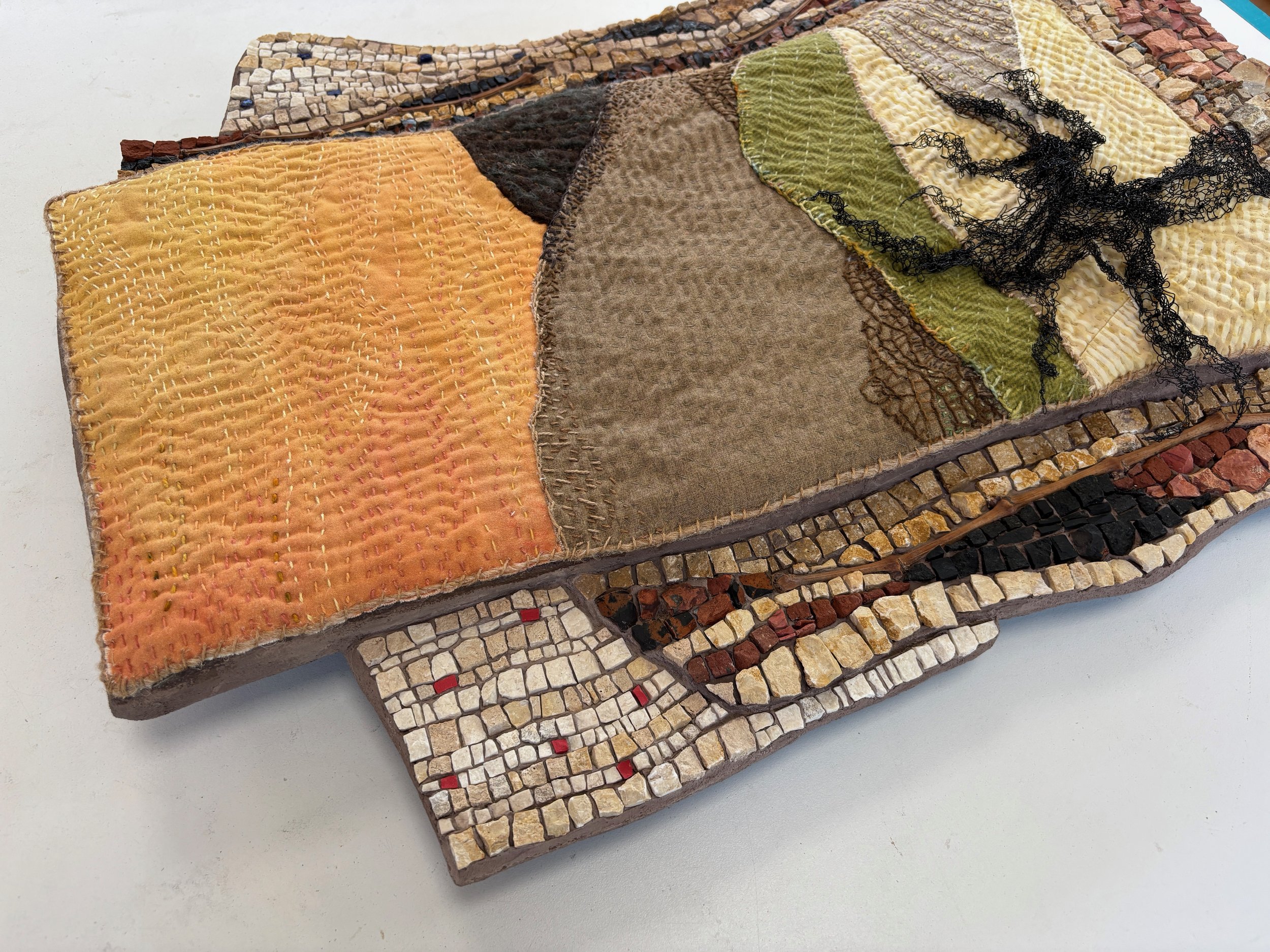  Detail 1.   showing the multi-tiered substrate. It’s handformed mortar and fiberglass mesh layers.  