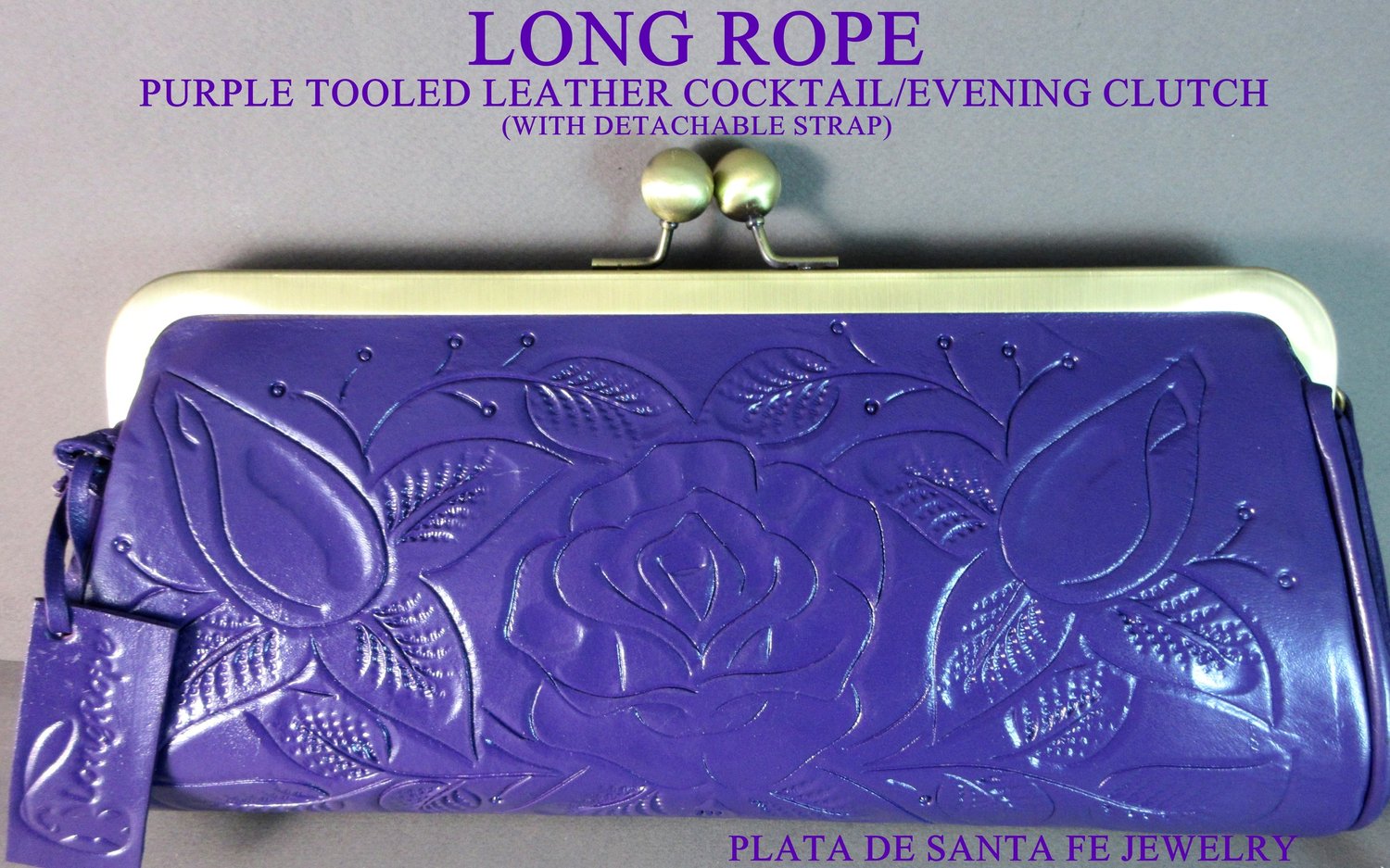 Hand Made Mexican PURPLE Tooled Leather Western Style