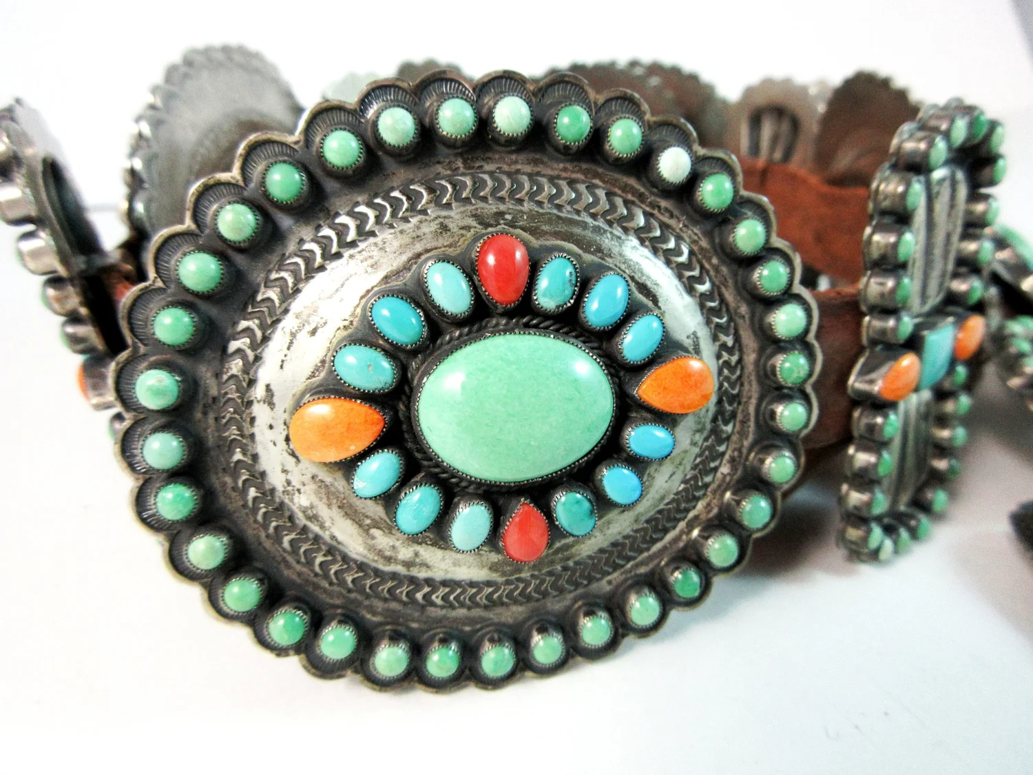 Black Oval Link Belt With Braided Leather Accents 35.50\