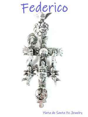 Yalalag Flying Heart Cross for attaching Milagros in Sterling Silver R-126
