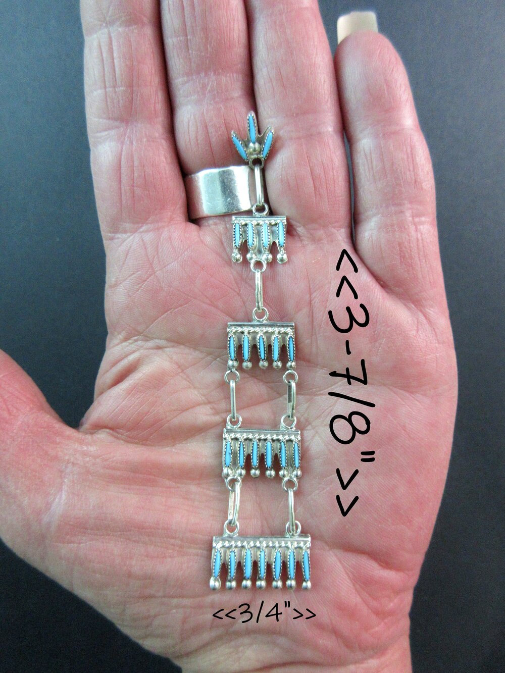 Kachina Yei Vintage Native American Navajo Turquoise Sterling Silver Swirl Bracelet Kachina Yei Vintage Native American Navajo Turquoise Sterling Silver Swirl Bracelet