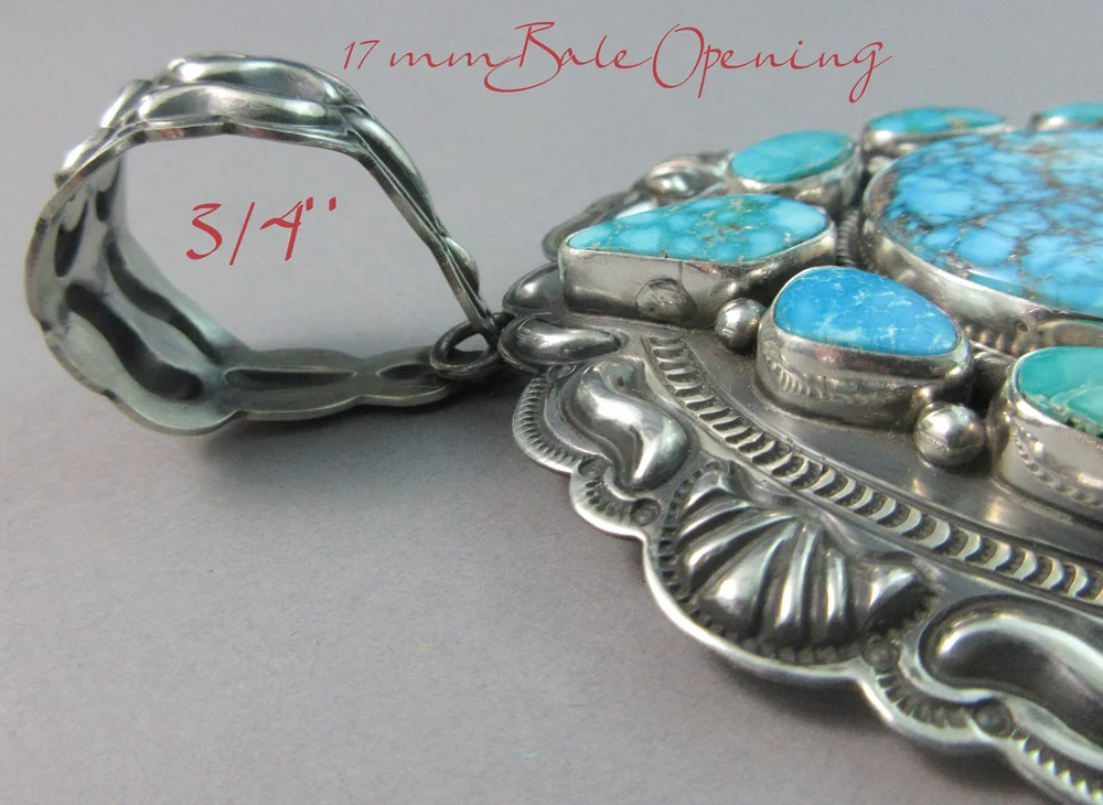 Pendentif Vintage Touch Of Santa Fe - Argent Sterling Incrusté Rose/bleu - Occasion - Fait Main