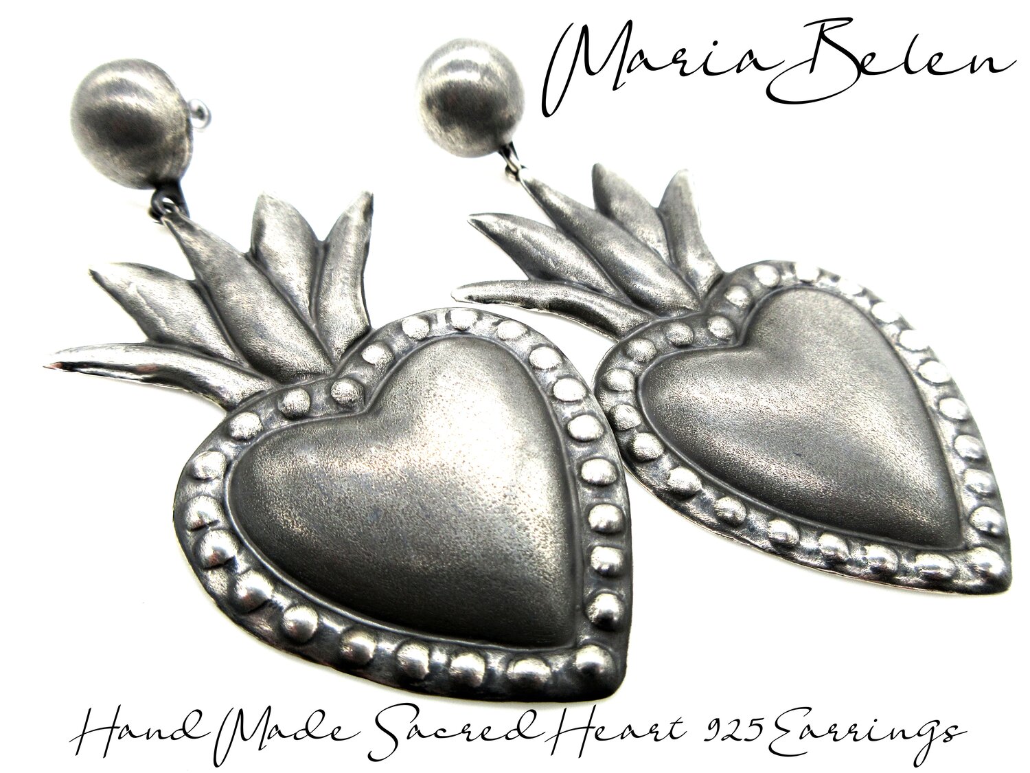 Silver 950 Heart Earrings, 'In My Heart