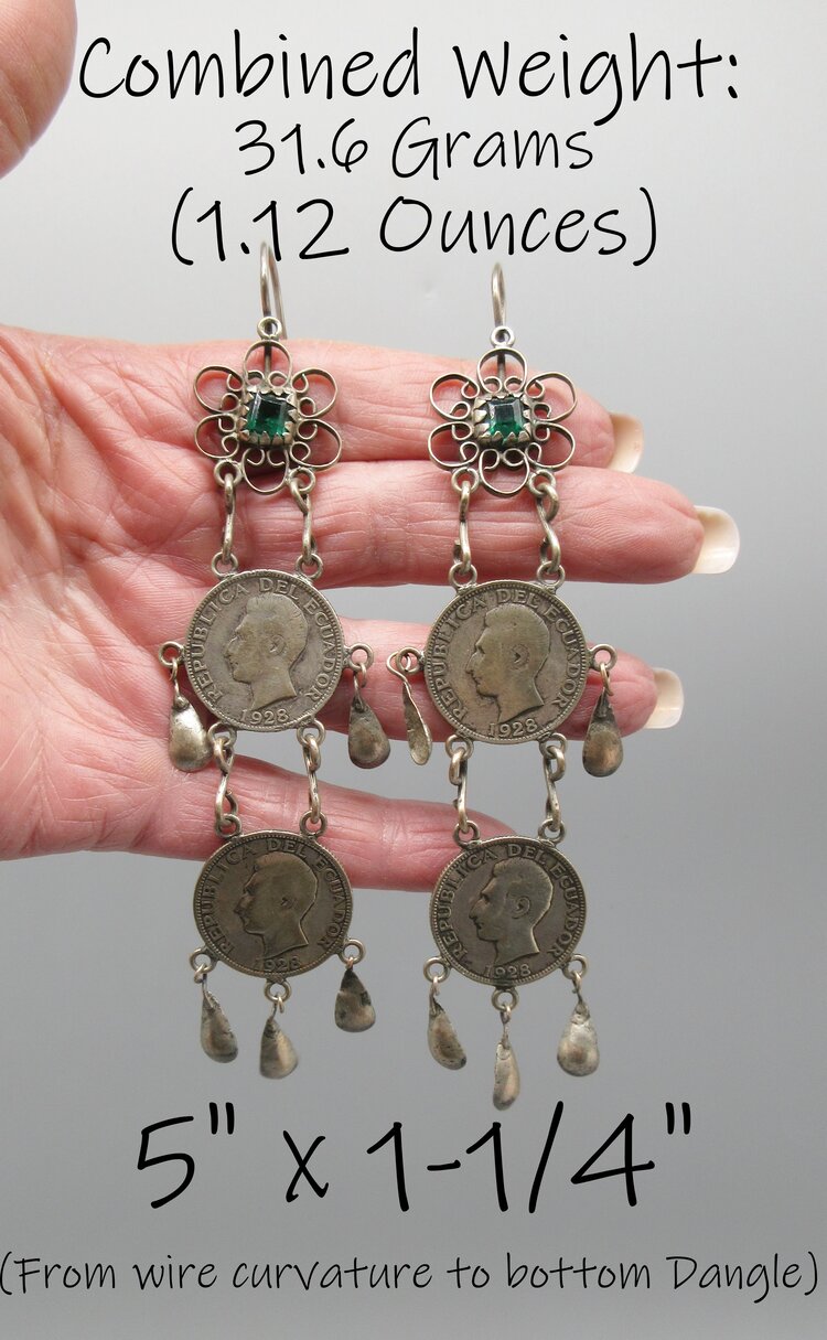 1928 Copper Tone Green Bead Wire Drop Earrings, Women's