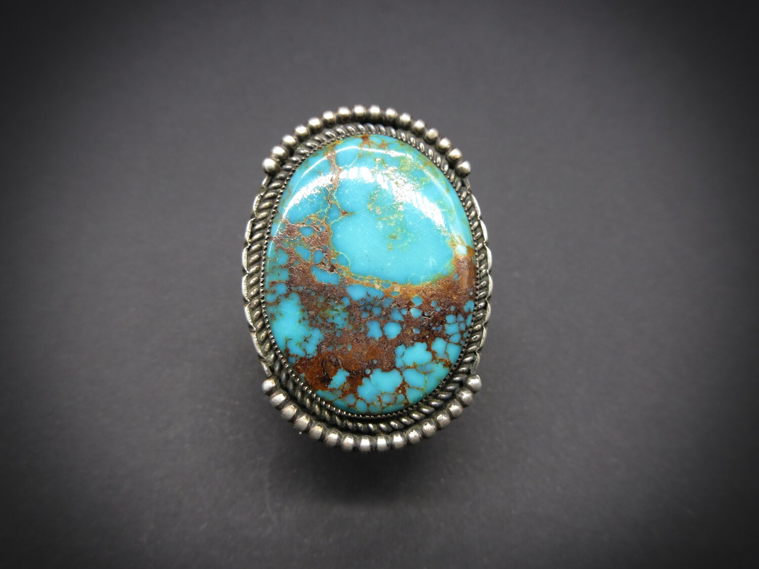 Museum Vintage Navajo Natural Pilot Mntn Turquoise Native American Jewelry Silver Leaf Ring Old Museum Vintage Navajo Natural Pilot Mntn Turquoise Native American Jewelry Silver Leaf Ring Old