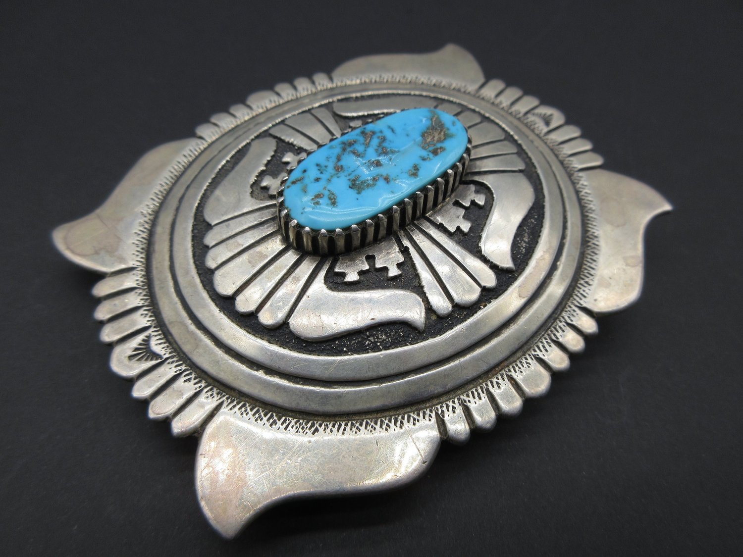 TOMMY MOORE STERLING  Turquoise Concho Leather Belt Turquoise & Sterling Silver Concho Belt at Cummings Carousel main image 3