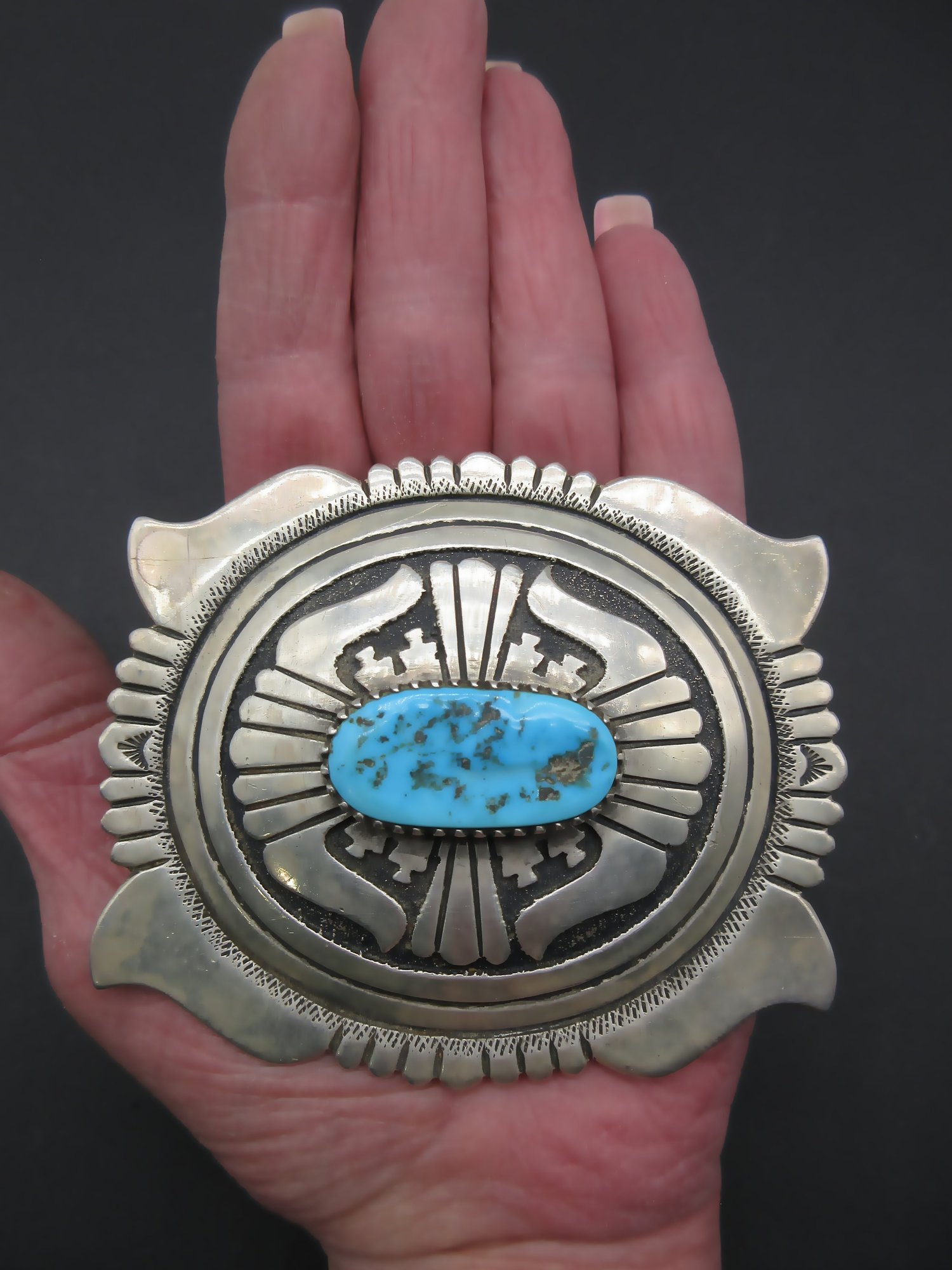 TOMMY MOORE STERLING  Turquoise Concho Leather Belt Turquoise & Sterling Silver Concho Belt at Cummings Carousel main image 2