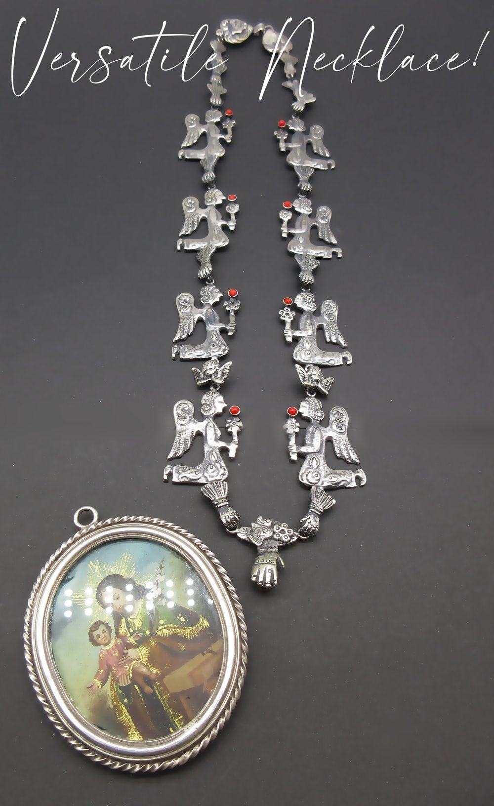 Mexican Vintage Charm Bracelet Sterling Silver With Peruvian Inca