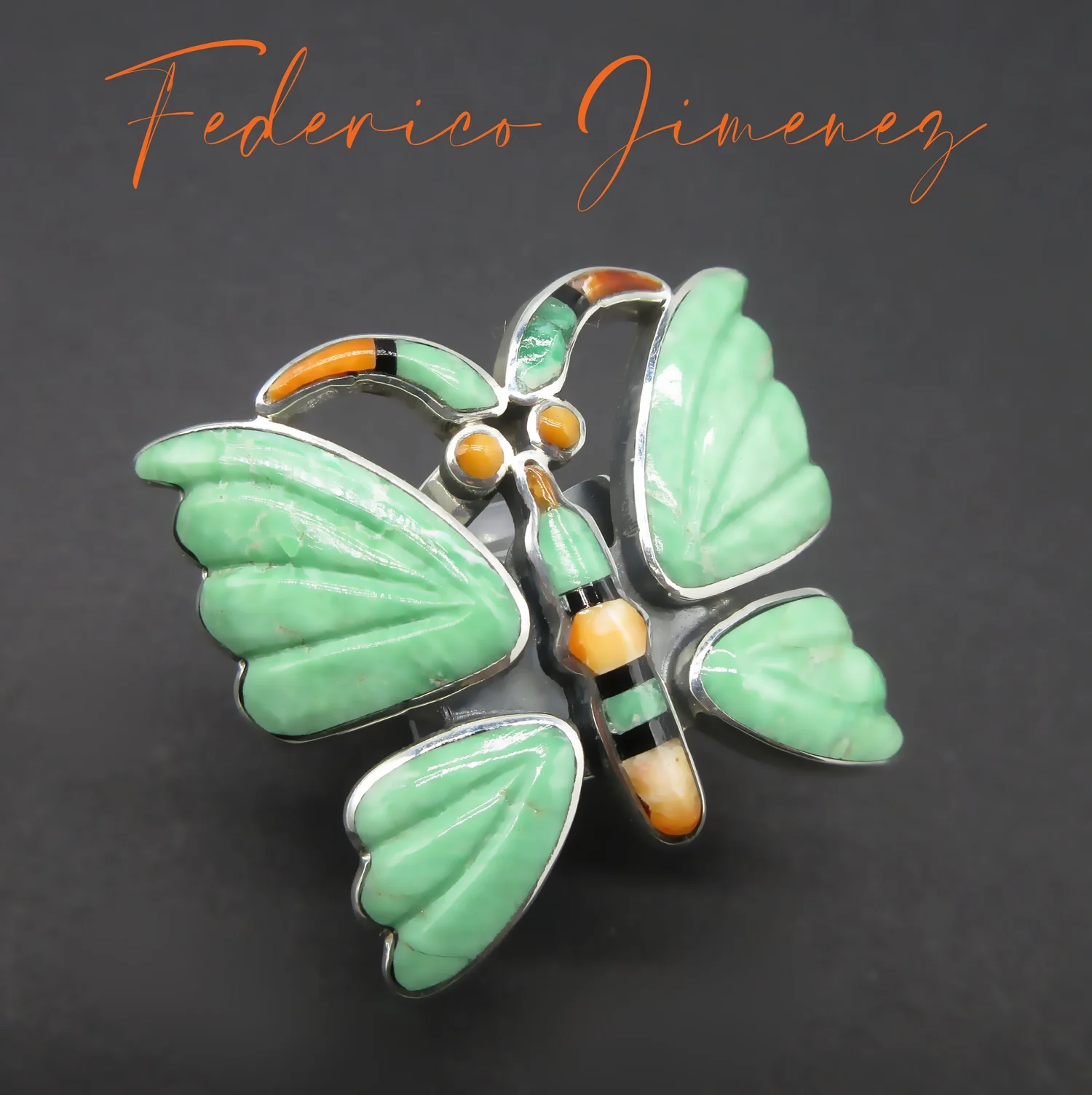 Carved Jade Jade Butterfly Ring Ct Carved Green Jade Butterfly