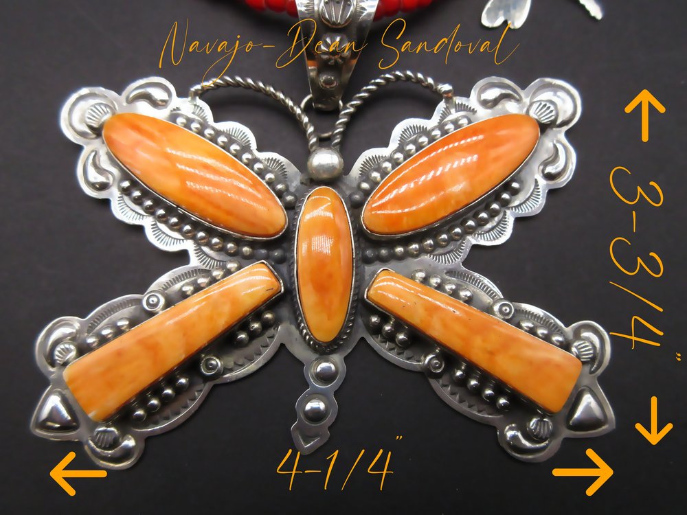Huge Dan Sandoval Native American Navajo Coral Sterling Silver Butterfly Ring Huge Dan Sandoval Native American Navajo Coral Sterling Silver Butterfly Ring