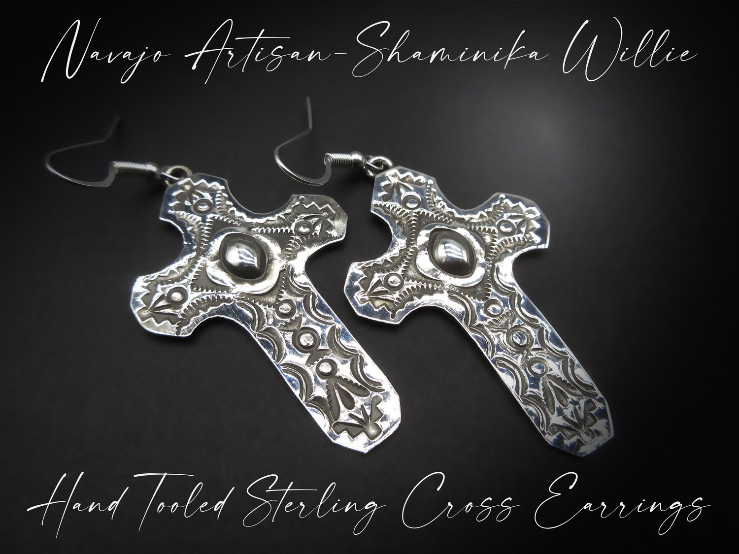 Glorious Vintage Native American Navajo Mexican Multi Stone Sterling Silver Cross Earrings Glorious Vintage Native American Navajo Mexican Multi Stone Sterling Silver Cross Earrings