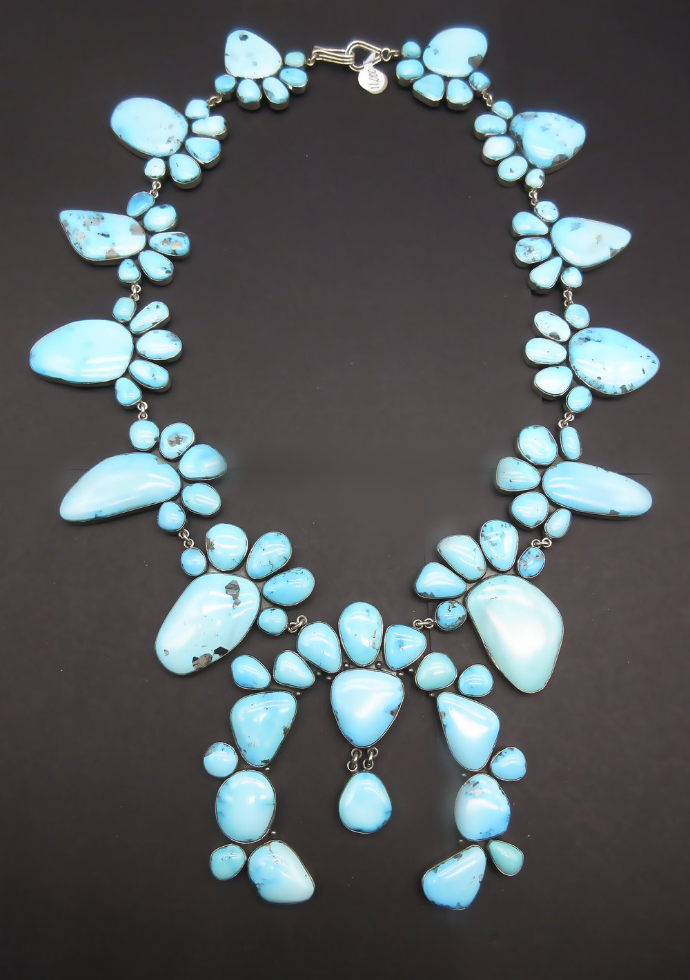 20 Royston Turquoise & Sterling Silver Graduated Beaded Necklace by M