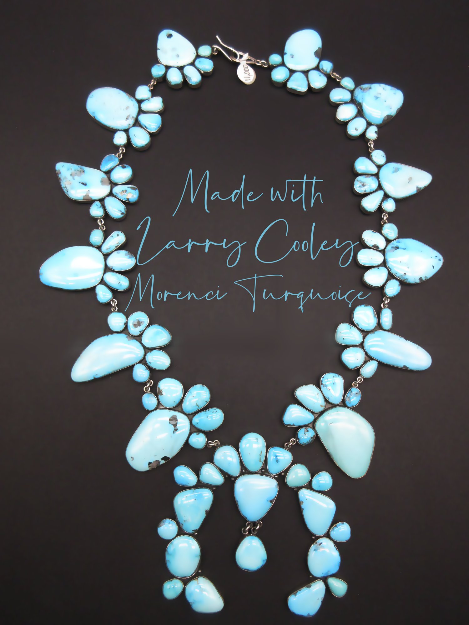 Large Lariat Blossom Turquoise Squash Necklace