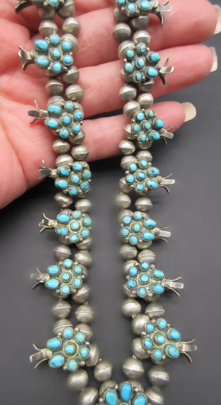 natumiii Native A. Zuni Peyote Bird Multi Gem Sterling Silver Squash