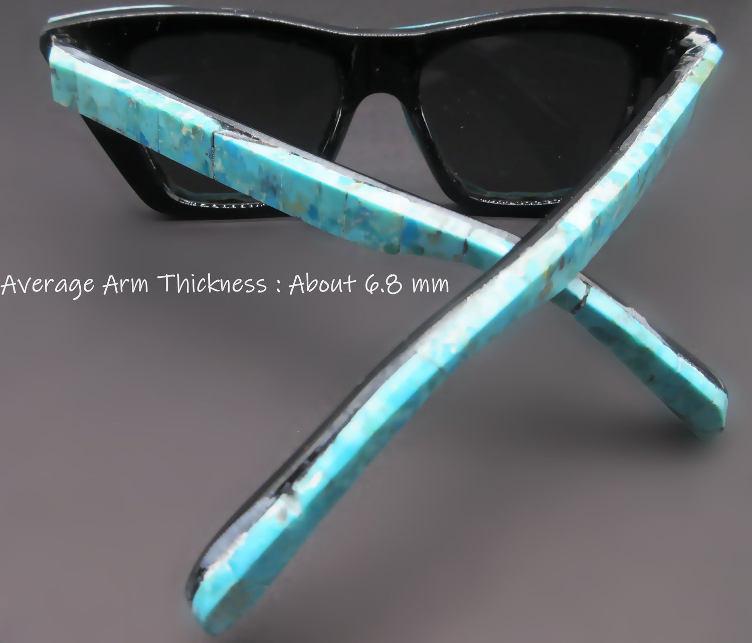 Black Cateye Sunglasses with Kingman Turquoise  Boots and Sterling Torpedo Beads Plata de Santa Fe Jewelry main image 2