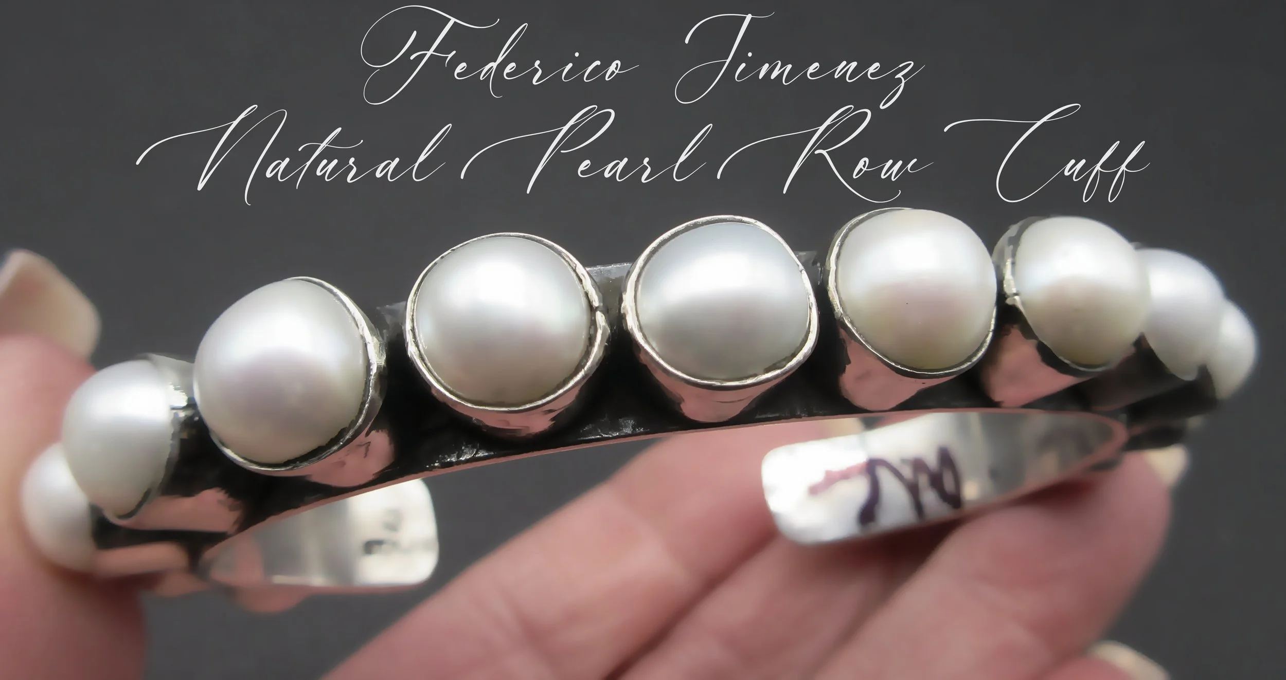 FEDERICO    JIMENEZ-  Captivating Timeless   Elegance! Contemporary  Natural  Pearl   Sterling  Row   Cuff - 2 Sizes   Available!