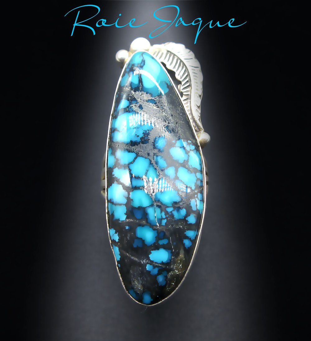 Vivid Intense Lander Turquoise Navajo Native American Jewelry Silver Ring Vivid Intense Lander Turquoise Navajo Native American Jewelry Silver Ring