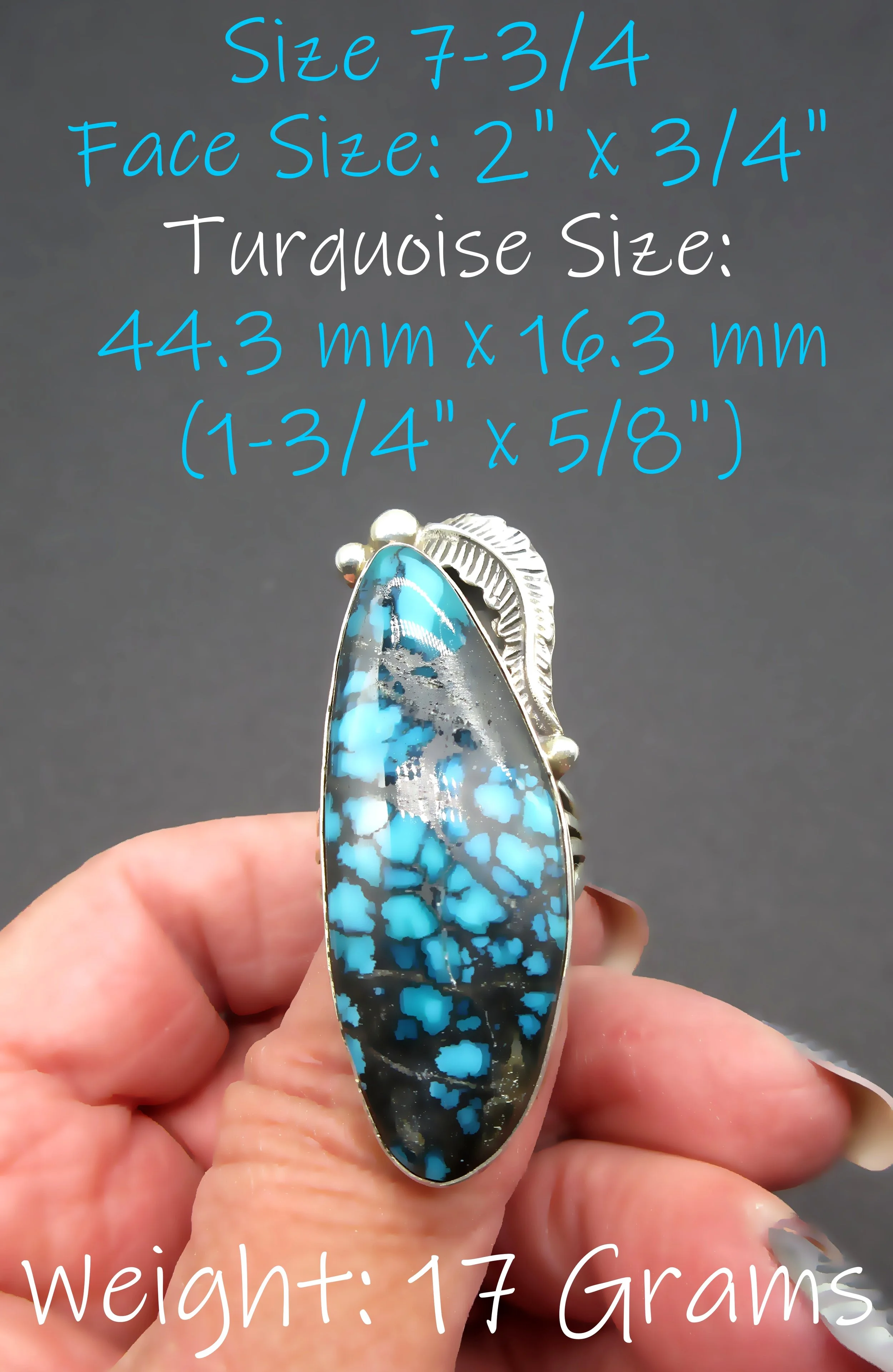 ***Native American Master Artisan-ROIE JAQUE- High Grade / Natural  Cut of Bisbee Turquoise-Sterling Vintage  Ring-Size 7-3/4  (From  Federico's  Private Collection)***